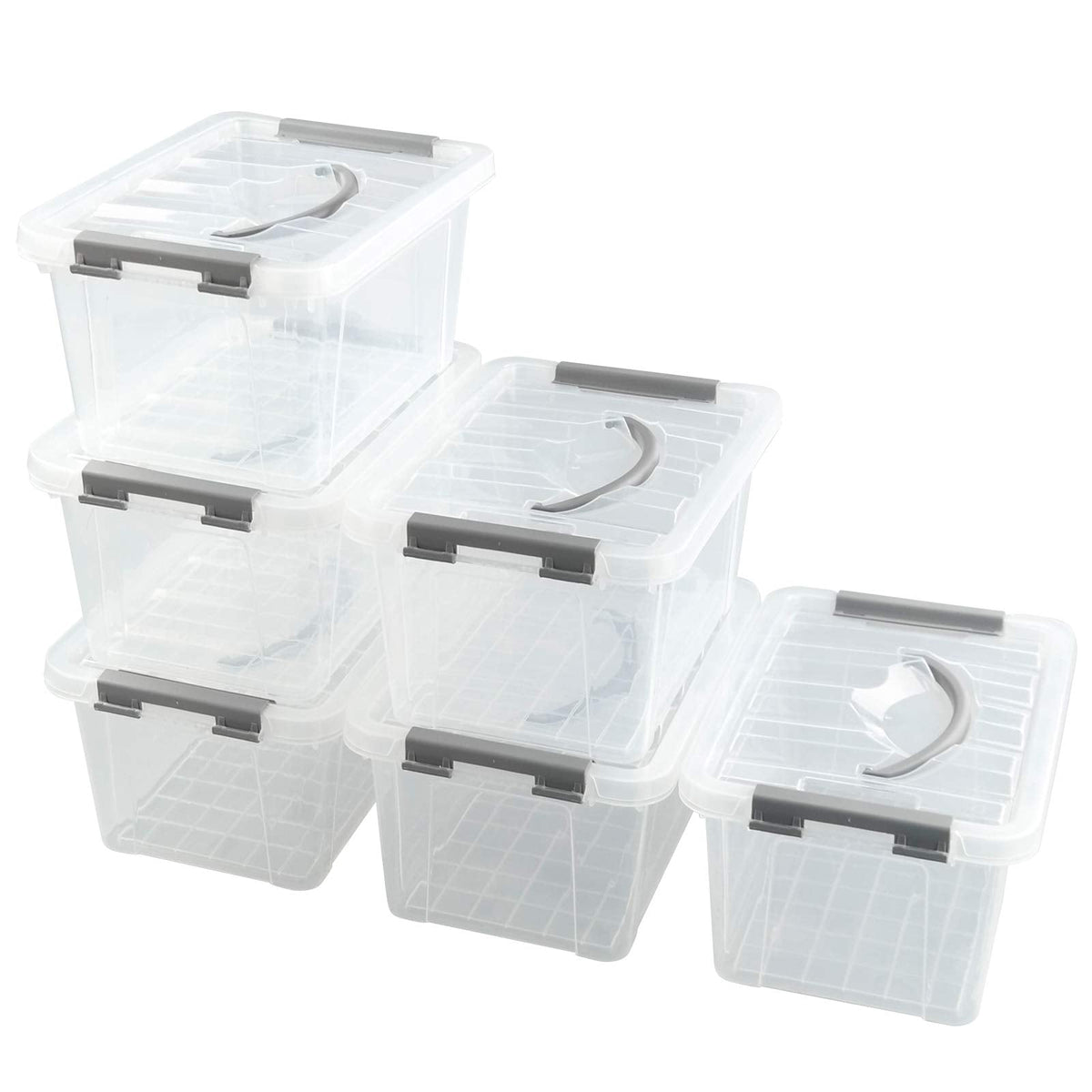 Farmoon 5L Plastic Storage Boxes, Clear Latching Container, 6 Packs