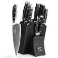 Nanfang Brothers 9-Piece Damascus Kitchen Knife Set with Block & Sharpener