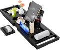 Jolof Store Bamboo Bath Caddy – Adjustable Expandable Bathtub Tray, Black