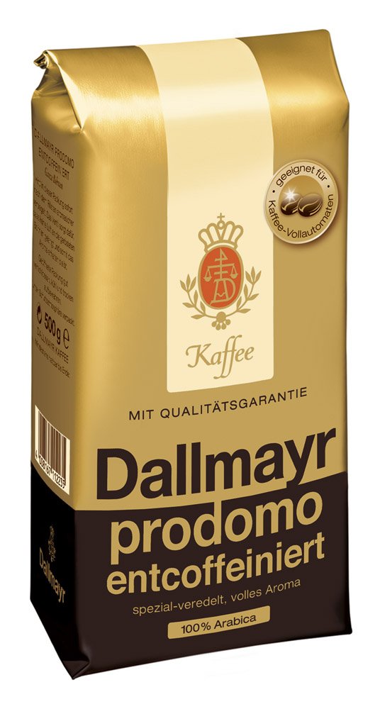 Dallmayr Prodomo Decaf Coffee Beans - 500g Gourmet Blend (Pack of 12)