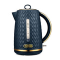 Tower Empire 1.7L Electric Kettle – Midnight Blue & Brass, 3000W