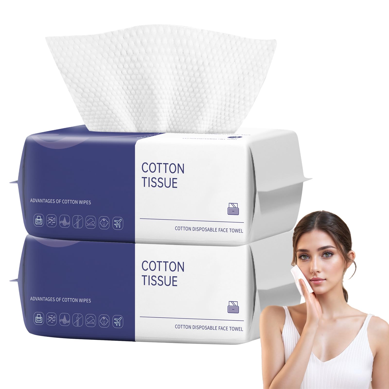 Jolof Store Disposable Face Towel | 200 Count 100% Cotton Facial Wipes