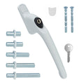Universal Inline uPVC Window Handle - Lockable White 2 Pack