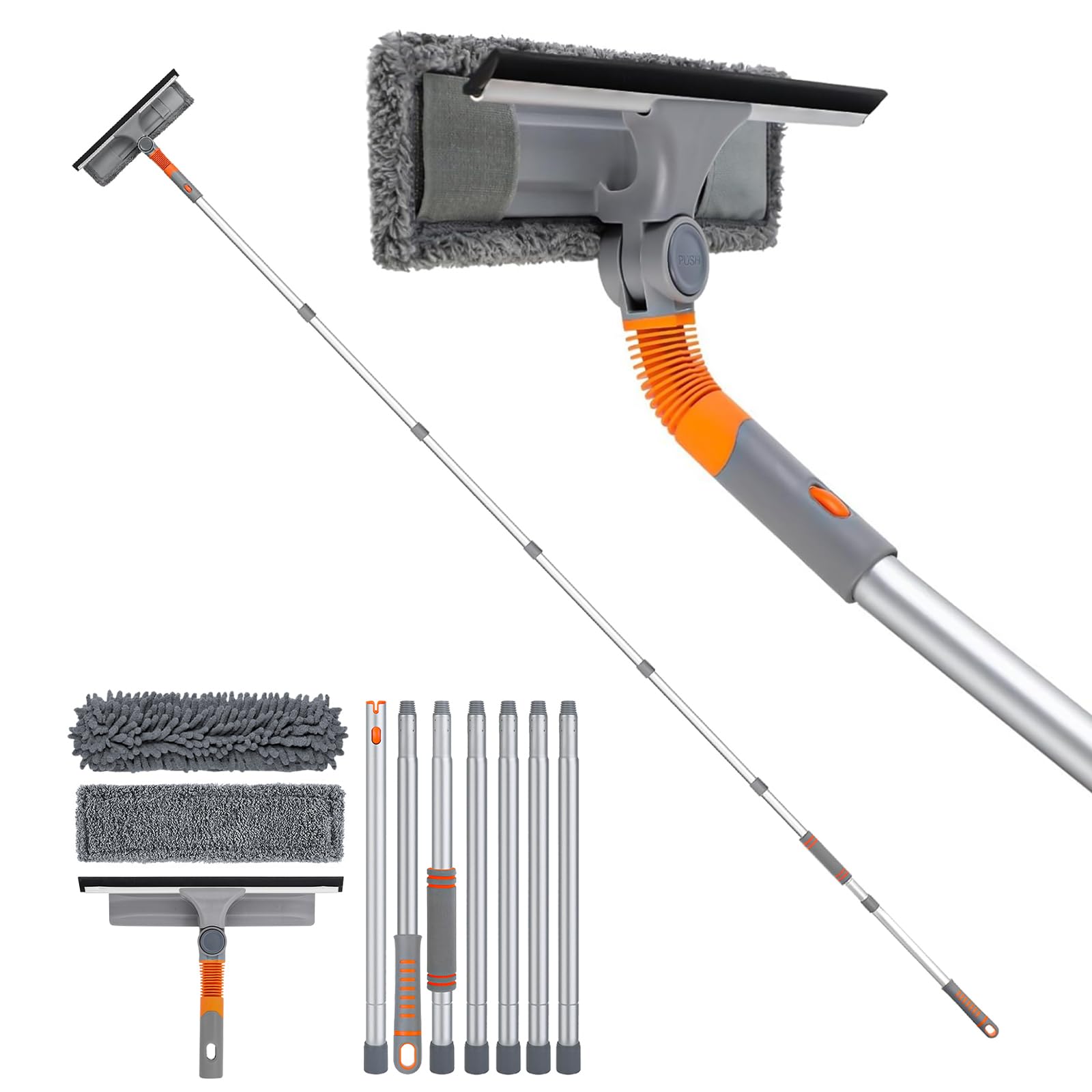 WenYa 241cm Window Squeegee Cleaner Kit | 2-in-1 Telescopic Pole Tool