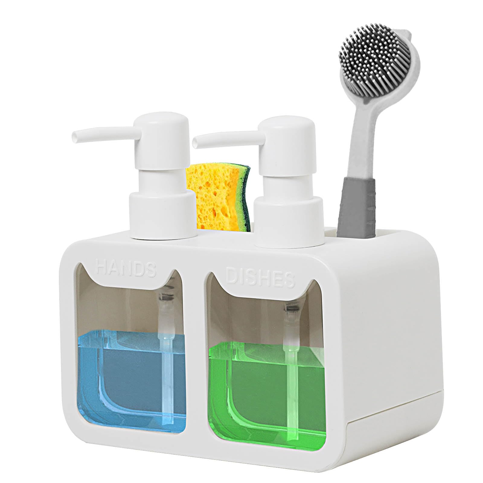 3-in-1 Kitchen Soap Dispenser with Sponge and Brush Holder