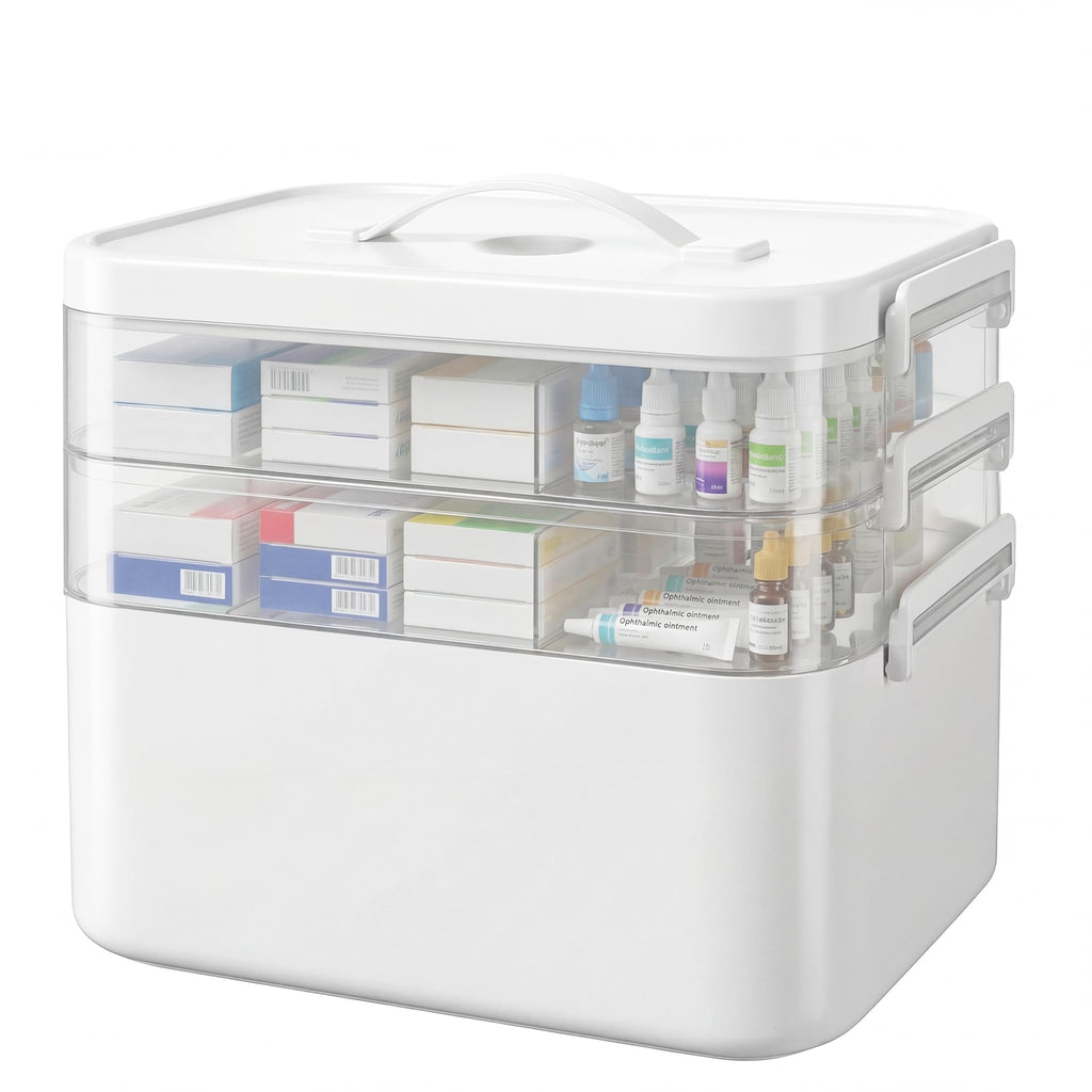 Kryndle Medicine Storage Box, 3 Layer Medicine Box with Compartments - image 1
