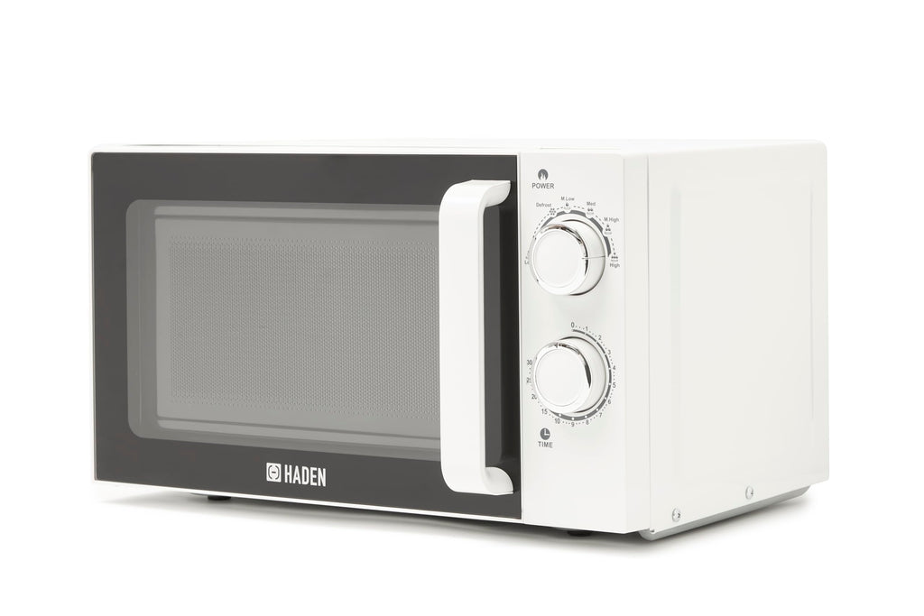 Haden 20L White Microwave – 800W Compact Countertop Manual Oven