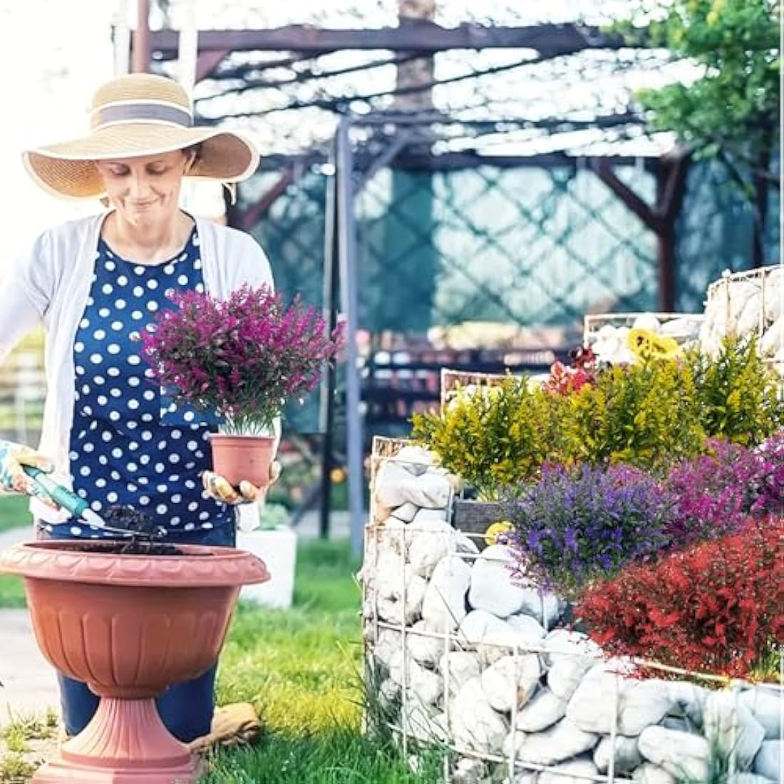 Jolof Store 16 Bundles UV Resistant Artificial Lavender Flowers