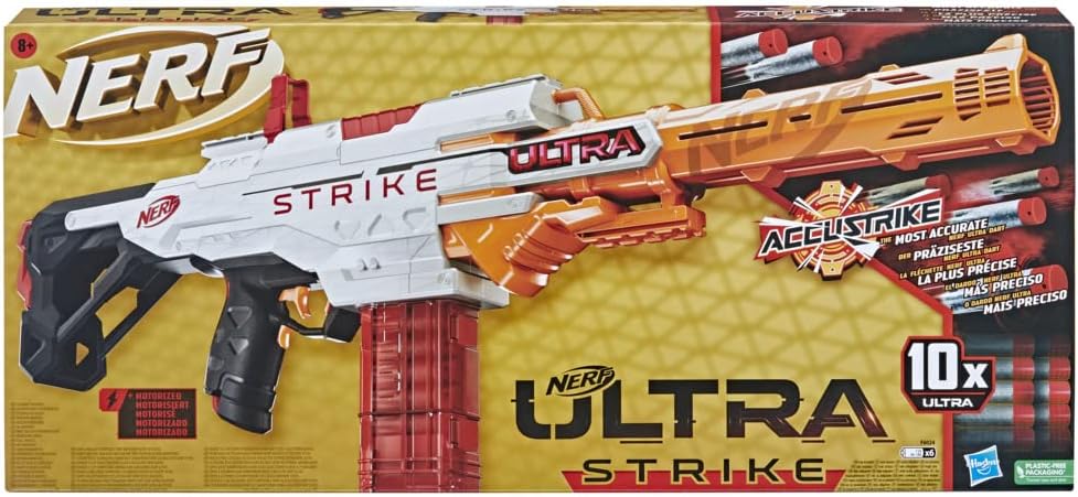Nerf Ultra Strike Motorized Blaster | 10-Dart Clip-Fed Toy with AccuStrike