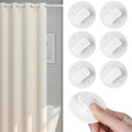 Oruola 6pcs Shower Curtain Clips,Shower Curtain Weights Clip,5.5 Cm Self Adhesive Round Showers Clip for Inside Hanging