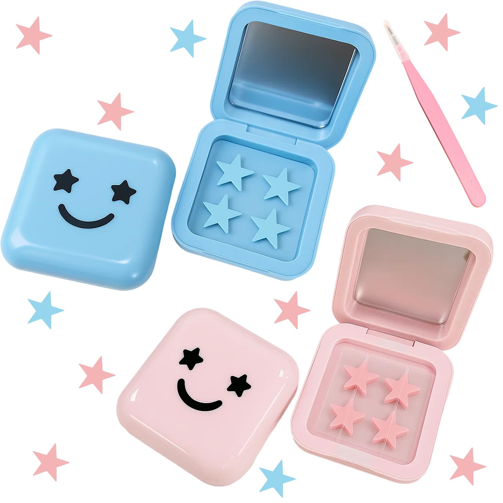 Starface Hydrocolloid Pimple Patches | 2 Mirror Compacts, Black & Blue