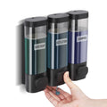 Szmst 3-Chamber Shower Soap Dispenser | Wall Mounted No-Drill Black ABS