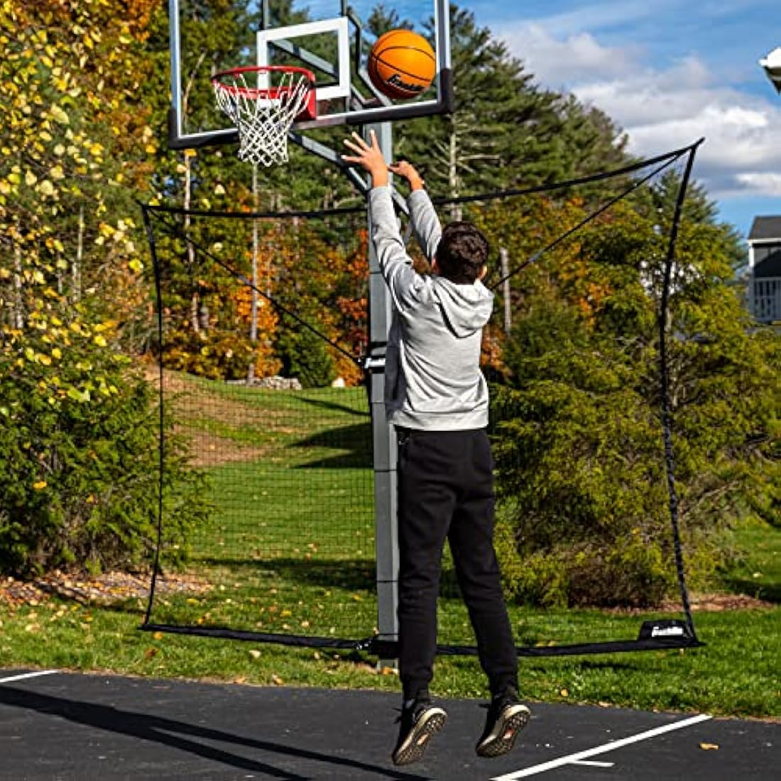 Franklin Sports Basketball Defender Net Pro – 10ft x 8ft Rebounder