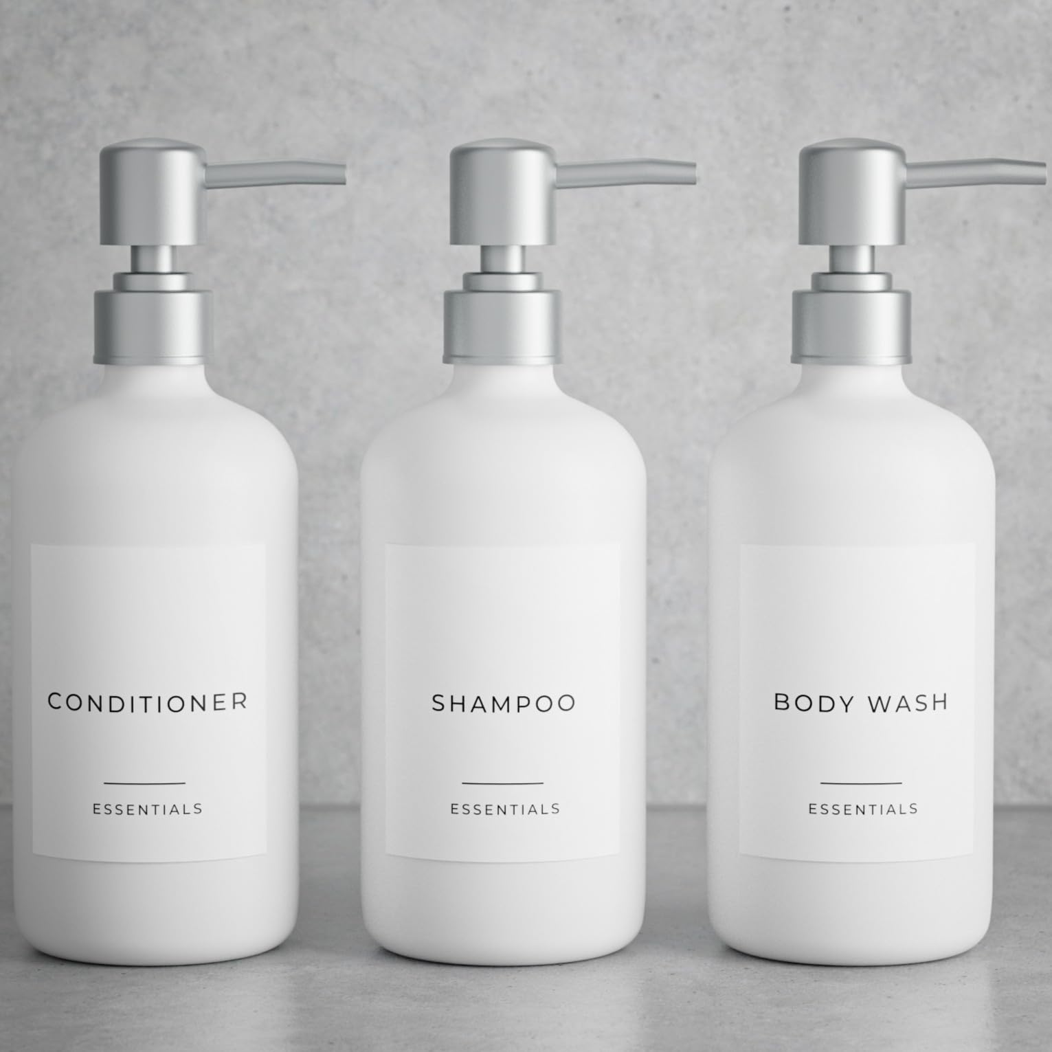 KIBAGA Shampoo and Conditioner Dispenser Set – 21oz Refillable Pump Bottles