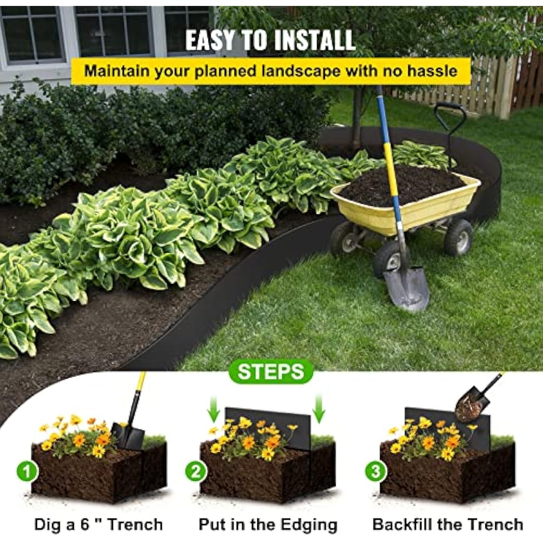 VEVOR 150 ft Landscape Edging – 10 inch HDPE Flexible Garden Border