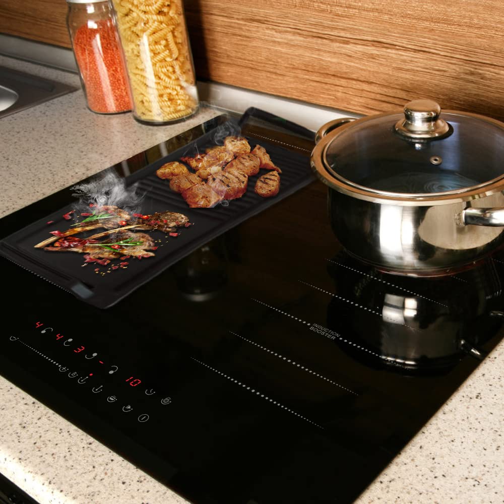 COVERCOOK Cast Iron Griddle Pan | Rectangular Dual-Surface Grill Pan