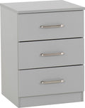Seconique Dakota 3 Drawer Bedside Table - Light Grey Storage Unit