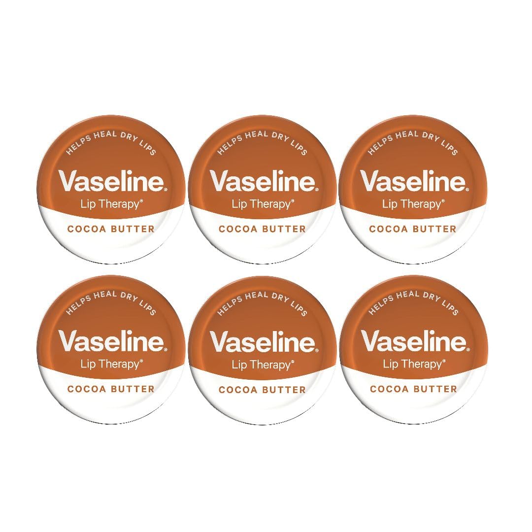 Vaseline Lip Therapy Cocoa Butter 20g - Moisturising Lip Balm (Pack of 6)