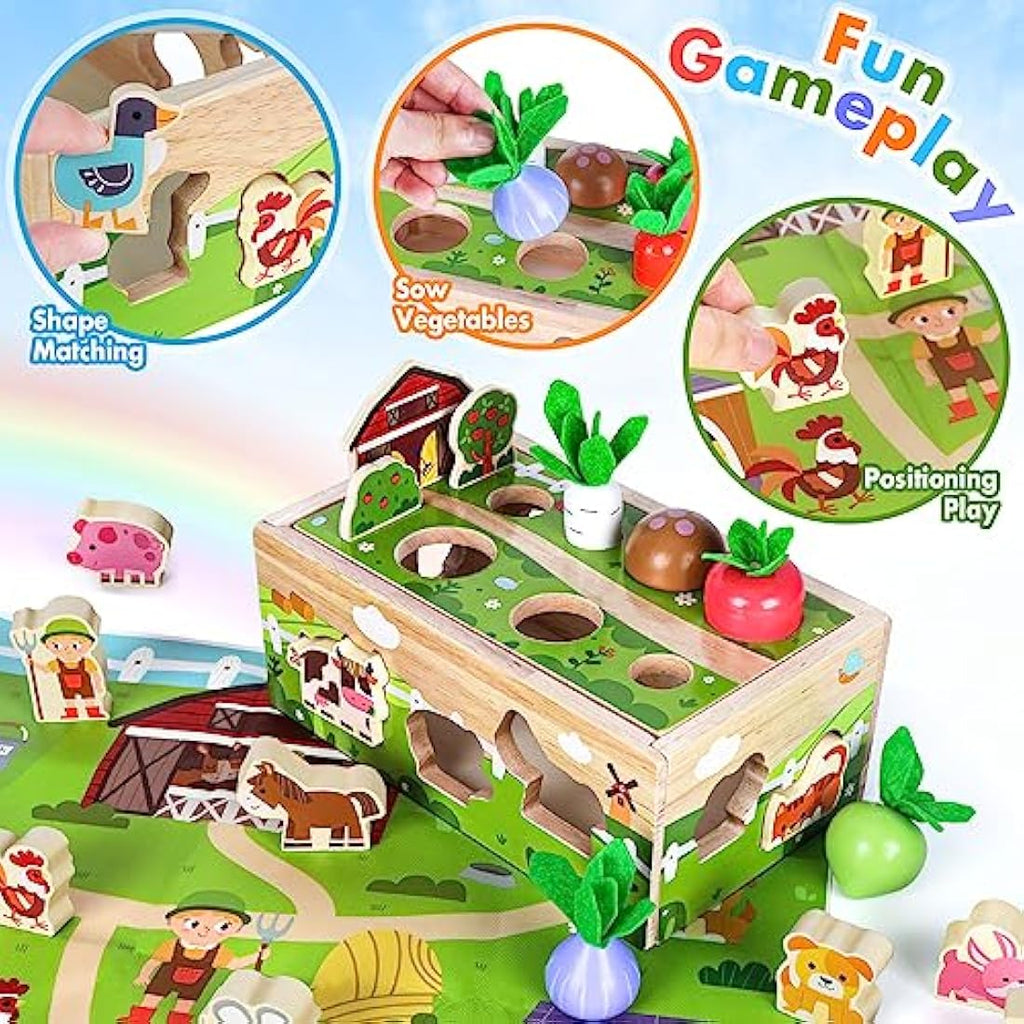 Montessori Wooden Farm Toy – Sensory Toddler Learning Set