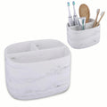 Electric Toothbrush Holder 3 Compartments, White Marble Effect - image 1
