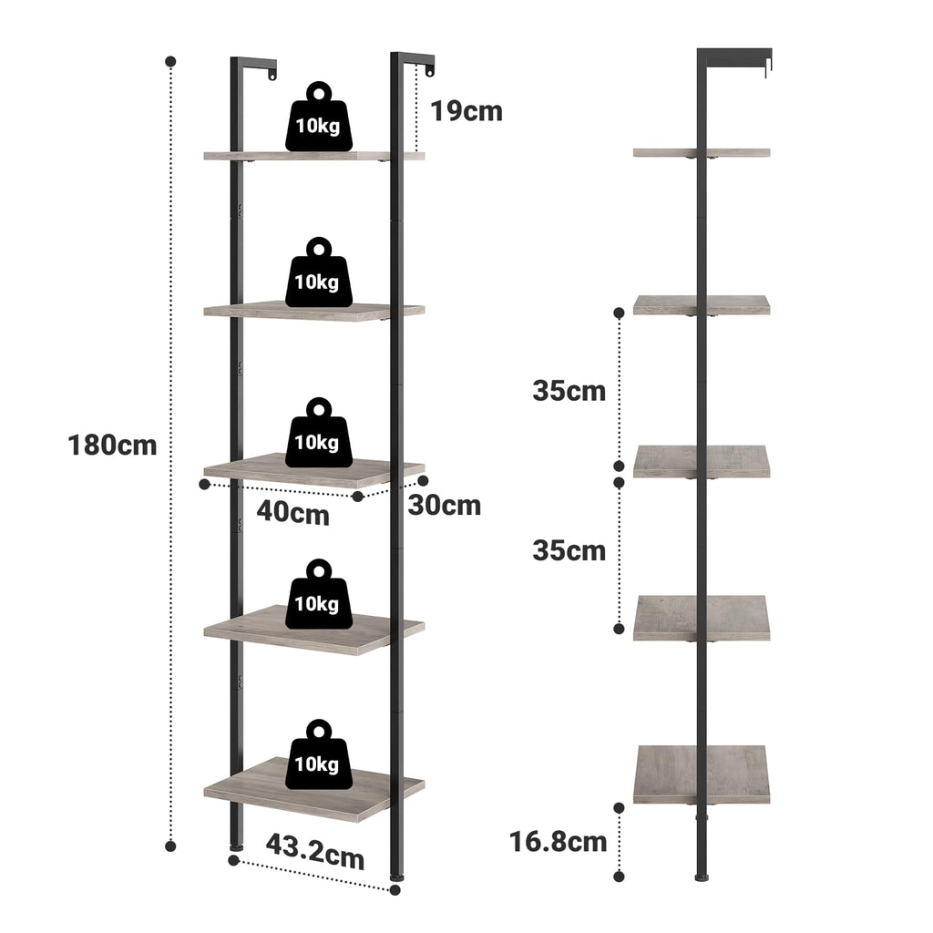 ELYKEN Slim Leaning Ladder Shelf Wall Mounted Wooden Narrow Shelf Unit - image 2