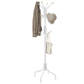 SONGMICS Metal Coat Rack – 12 Hooks & 4 Legs Standing Organizer, White