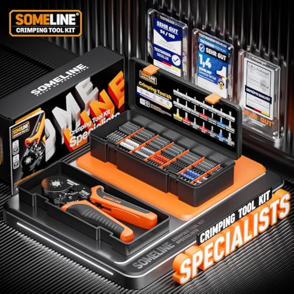 SOMELINE Hexagonal Ferrule Crimping Tool Set - 1025pcs Wire Terminals Kit