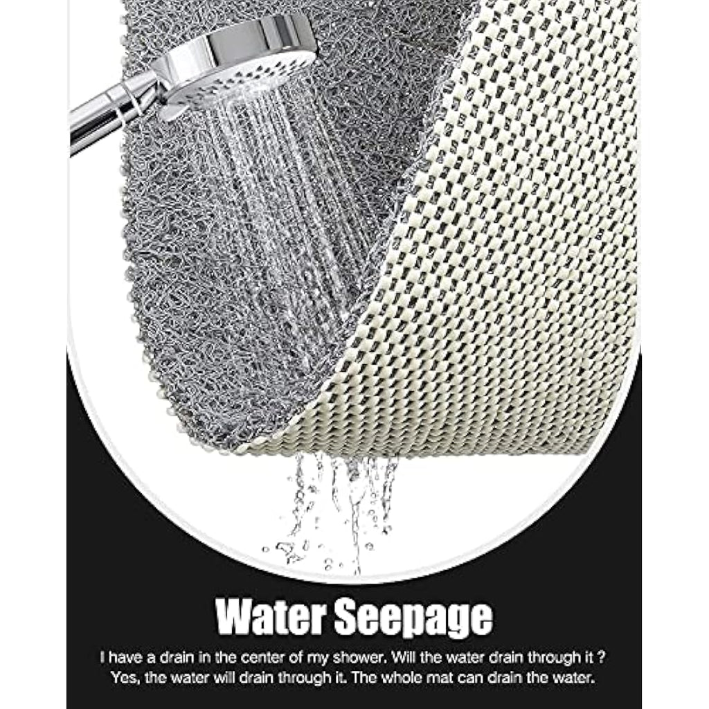 Loofah Shower Mat – Non-Slip Quick-Drying PVC Bath Mat, Grey