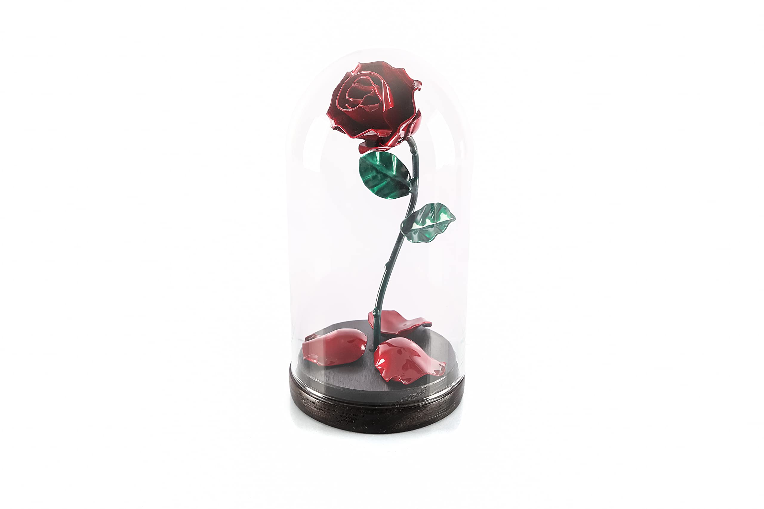 Forging Art Bcn Hand Forged Enchanted Rose in Glass Dome - Wrought Iron