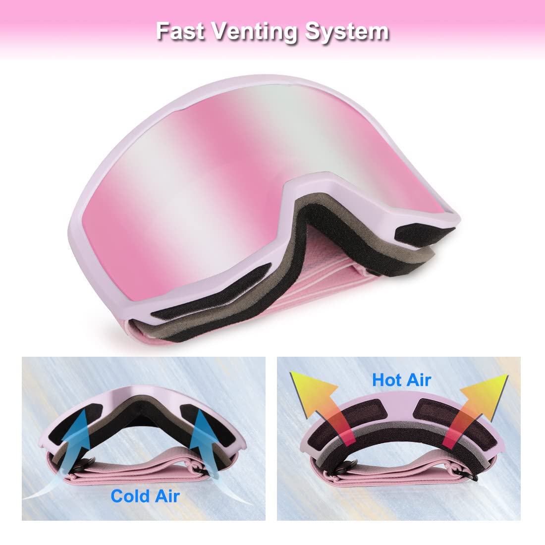 EXP VISION Ski Goggles | Anti-Fog OTG Snowboard Goggles - Purple