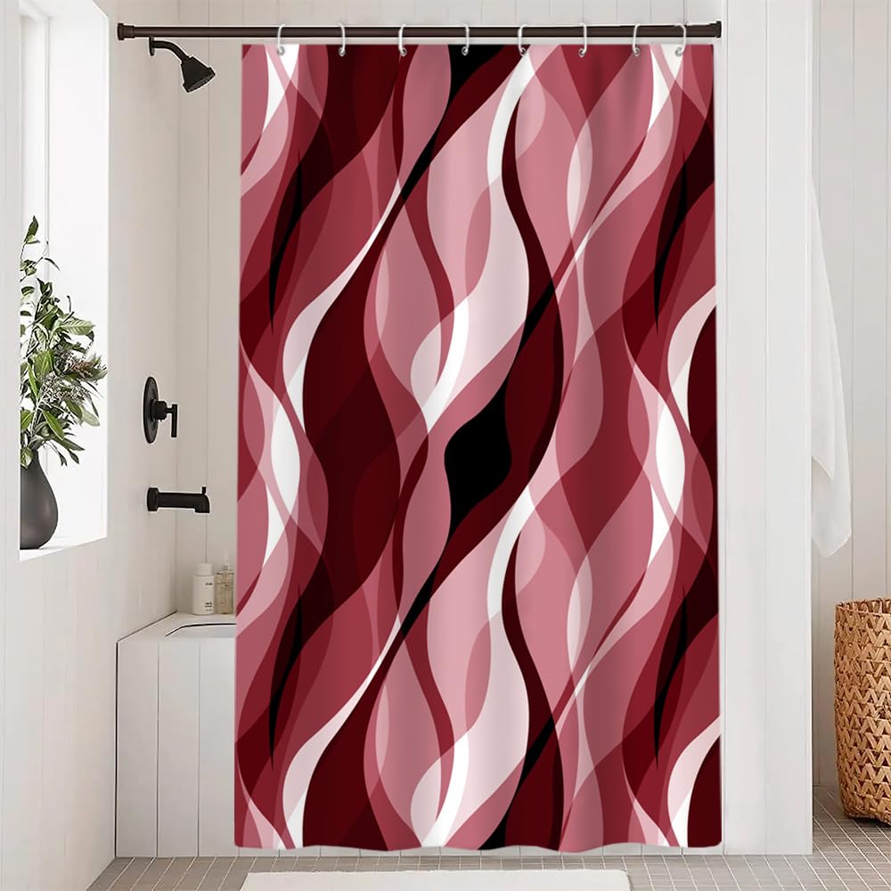 Uiiooazy Red Geometric Shower Curtain | Waterproof Polyester – 120x200cm
