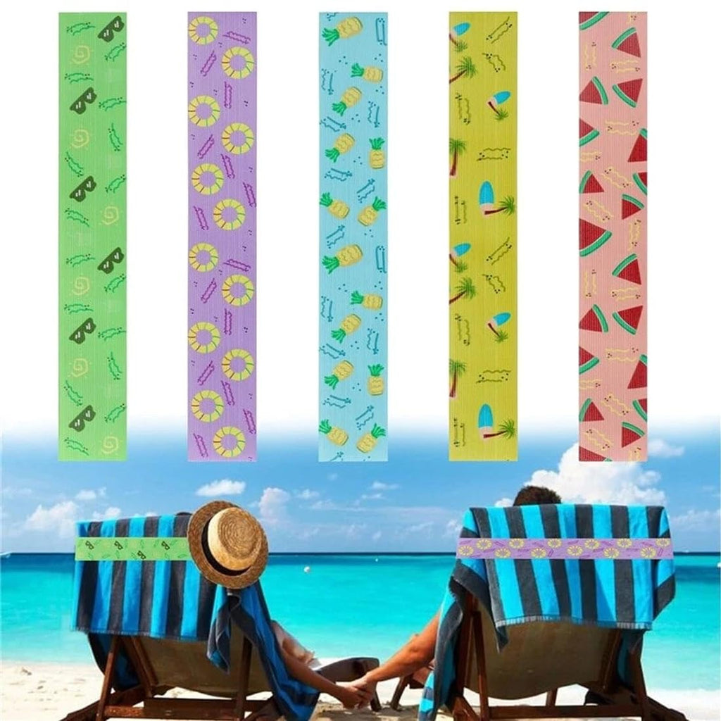FiTspi 5Pcs Beach Towel Bands for Sun Loungers, Elastic Band for Sunbed Towel, Fixed Beach Towel Holder Sunbed Straps Holders - image 1
