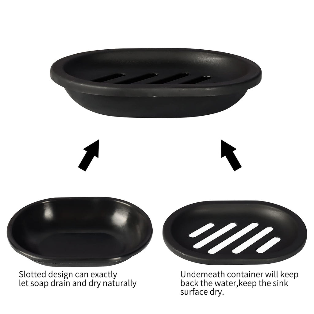 Topsky 2 Pack Plastic Soap Dish, Soap Holder Black