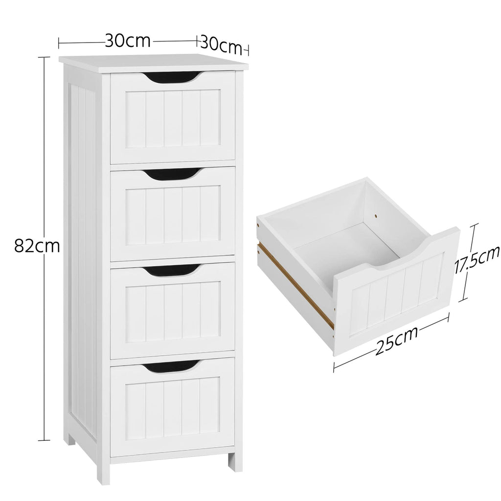 Yaheetech Slim Bathroom Floor Cabinet Freestanding with 4 Drawers, White - image 2