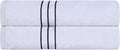 Jolof Store 900 GSM Luxury Cotton Bath Towel Set - White/Navy Blue