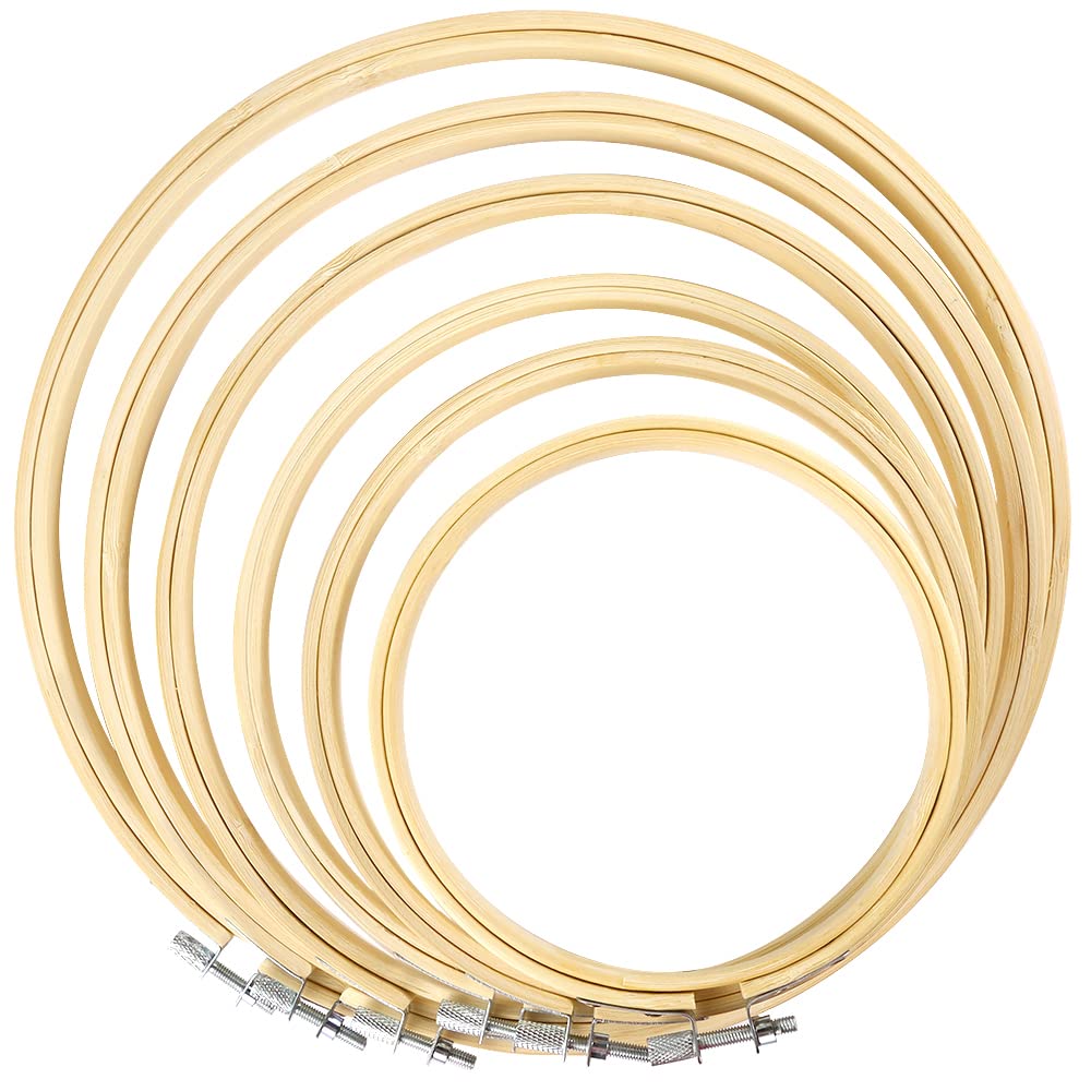 6-Piece Bamboo Embroidery Hoops | Round Cross Stitch Frames