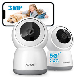ieGeek 2K 3MP Indoor WiFi Security Camera – 360° PTZ Pet Monitor, 2PCS