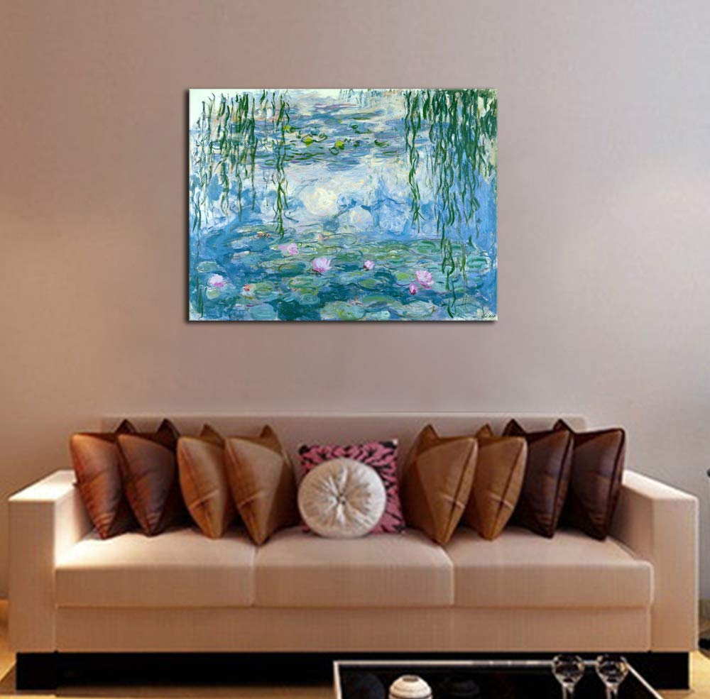 Monet Water Lilies Giclee Canvas Wall Art - 48x36 Inch