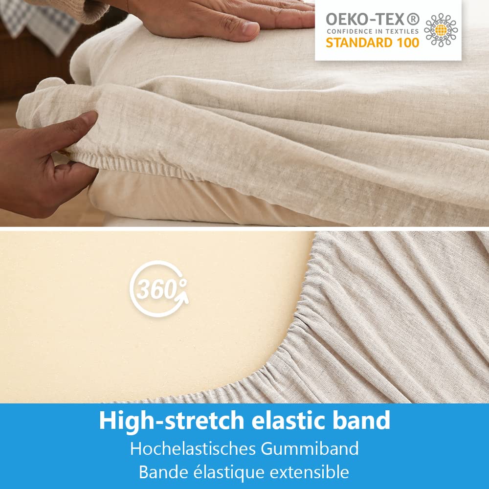 Simple&Opulence 100% Pure Linen Fitted Sheet | 35cm Deep Pocket - King