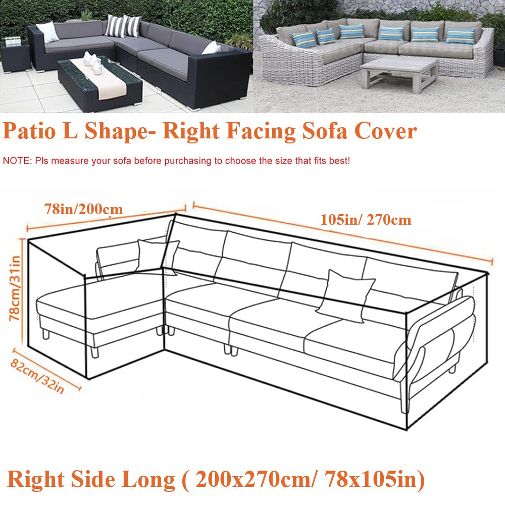 Skyour L-Shaped Patio Sofa Cover – Heavy Duty 420D Oxford Waterproof Cover