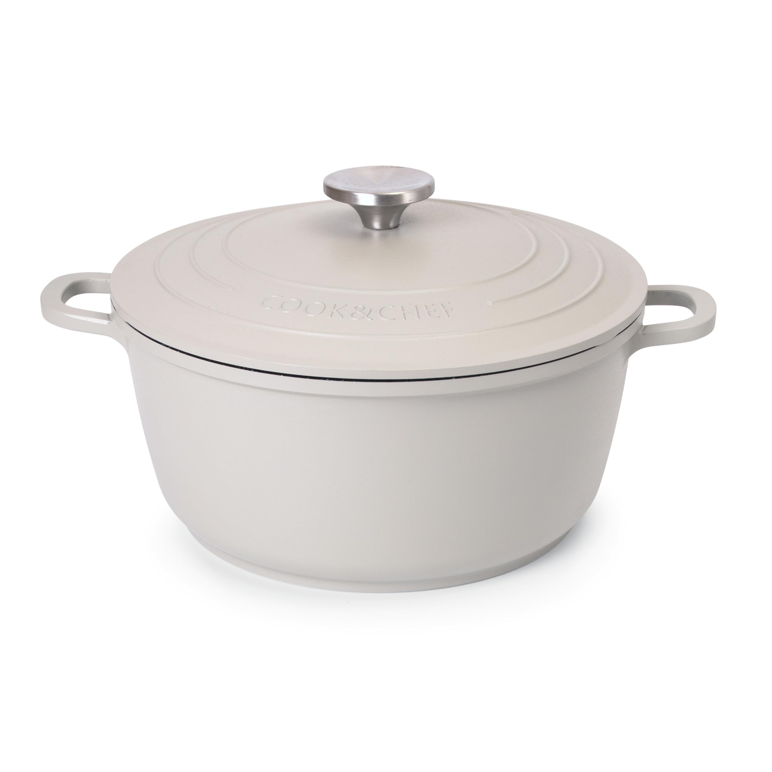 Nuovva 4L Aluminium Dutch Oven – 24cm Non-Stick Casserole Dish, Grey