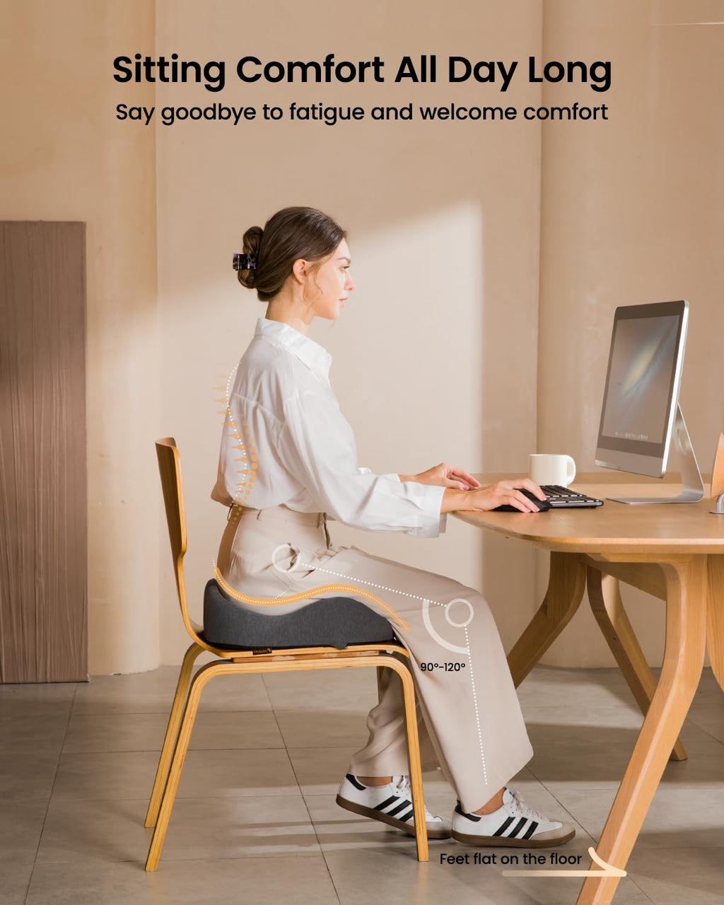 ProtoArc Memory Foam Seat Cushion – XL Ergonomic Tailbone Pain Relief Pad