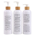 HOMCDALY 3-Pack Refillable Shampoo and Conditioner Bottles with Bamboo Pump
