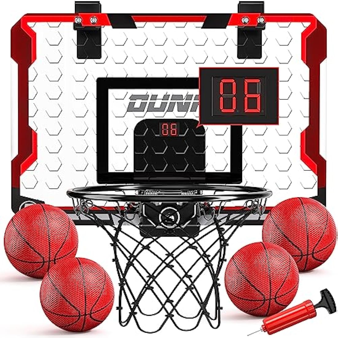 TEMI Indoor Mini Basketball Hoop with Electronic Scoreboard and 4 Balls