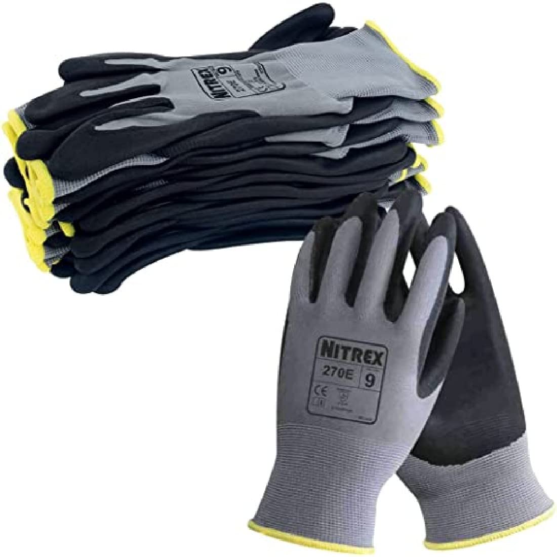 Nitrex 270E Safety Work Gloves – Enhanced Grip Protective Gear – 10 Pack