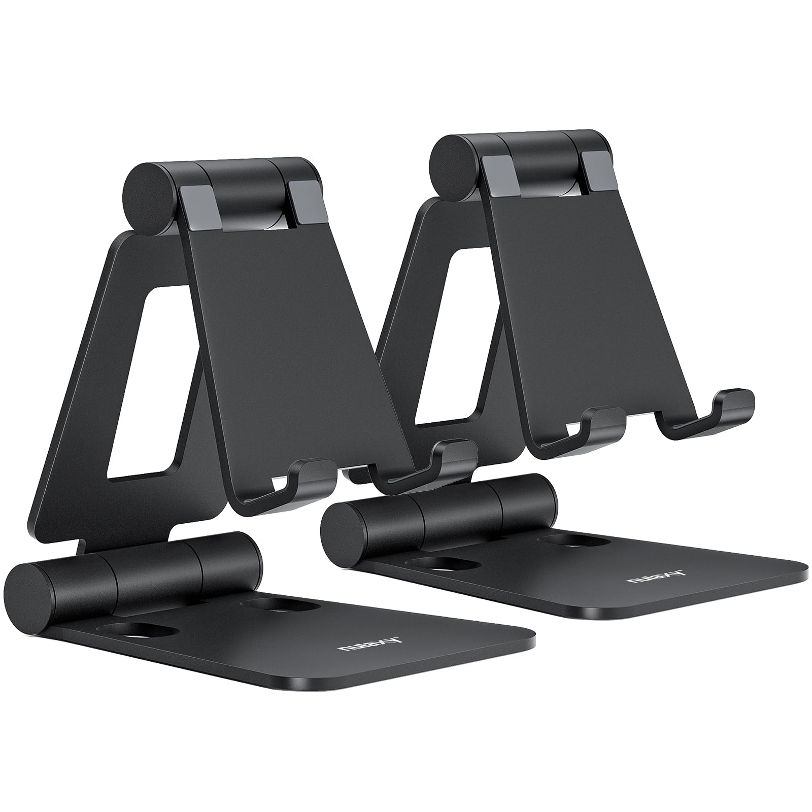 Nulaxy Folding Phone Stand for Desk - 2 Pack Adjustable Holder, Black
