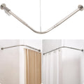 Crkmire L-Shaped Adjustable Shower Curtain Rod | Brushed Nickel Steel