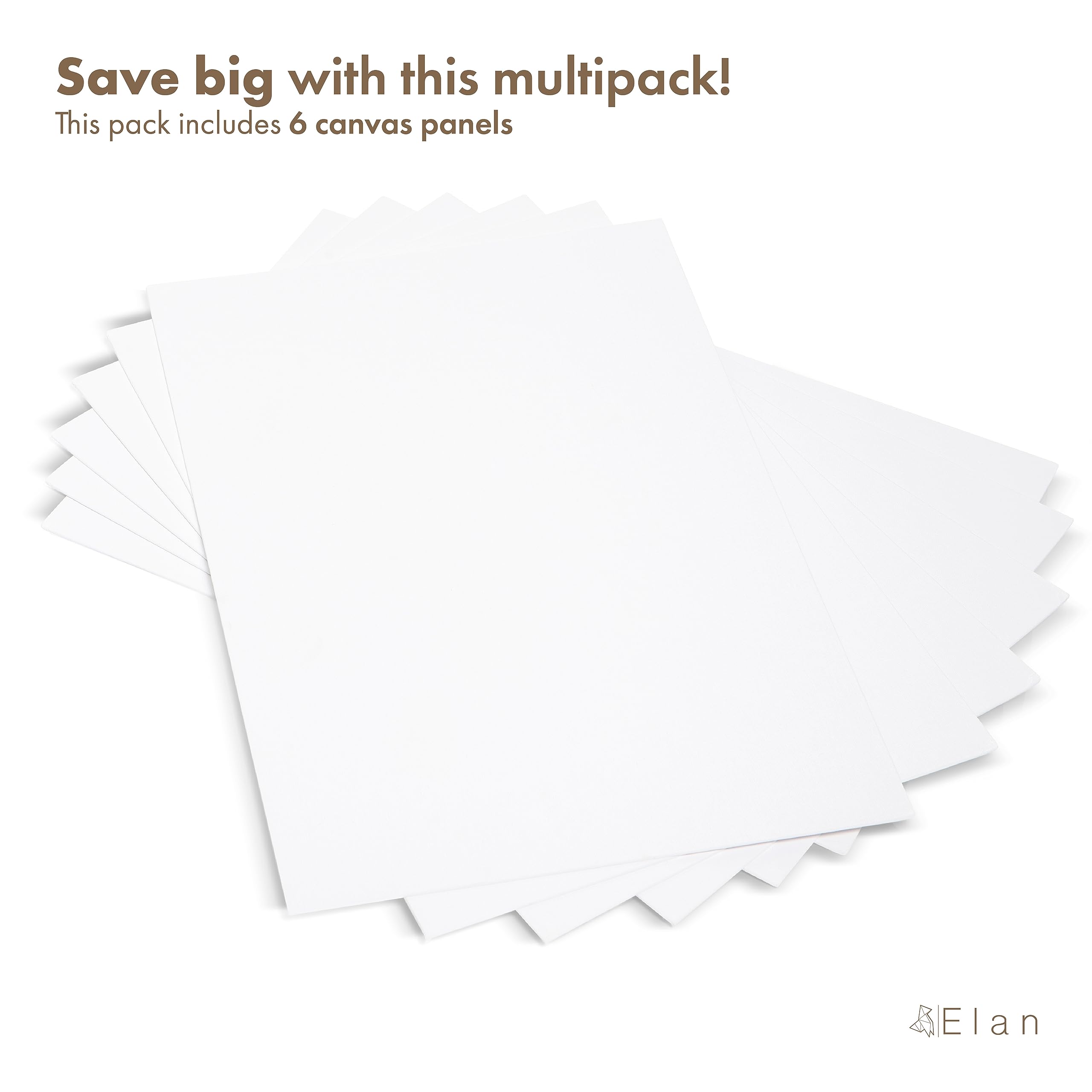 Elan 40x60cm Cotton Canvas Panels | 6-Pack Quadruple Primed Art Boards