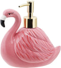 Servette Home Pink Ceramic Flamingo Soap Dispenser with Gold Pump