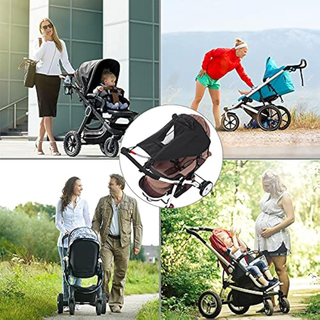 Universal Pram Sunshade – UV 50+ Stroller Cover, Black